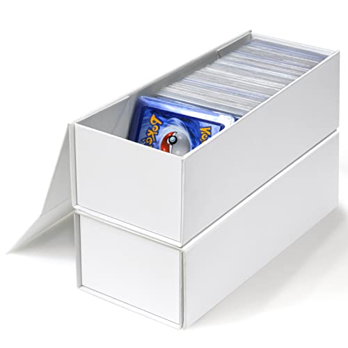900+ Cards or 200 Toploaders Box, Baseball Card Storage Box, Trading Card Storage Box for Trading Cards, Gaming Cards and Sport Cards, White, 13x4x3 inches, 2 Count