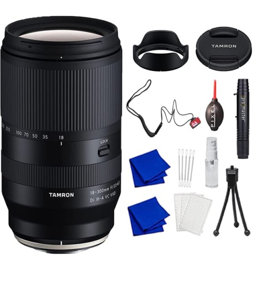 Tamron 18-300mm f/3.5-6.3 Di III-A VC VXD Lens for FUJIFILM X with Advanced Accessory and Travel Bundle (Tamron USA 6-Year Warranty)