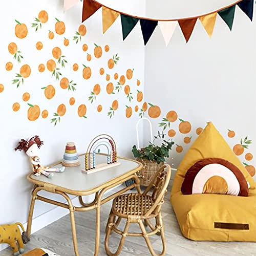 astrkiz 80 PCS Peel and Stick Wall Decals, PVC Watercolor Orange Fruit Wall Stickers