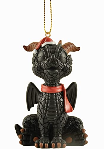 Baby Black Dragon Christmas Tree Ornament Holiday Collectible Santa Figurine