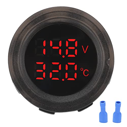 Car Thermometer Gauge, 12V‑24V Dual Display Car Temperature Thermometer Waterproof Digital Car Voltmeter Temperature Monitor Thermometer Detector