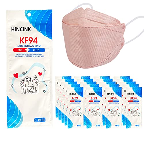 [30 Pack]HINCINK Kf94 Masks [Individually Packaged] Unisex, 4-Layer Mask, Tri-Folding Style for Adult and Older (30Pcs, Apricot)