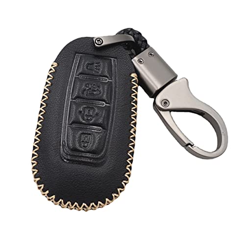MJKEYAuto Leather for 2020 2019 Infiniti QX60 2020 Infiniti Q50 Q60 Remote Smart 4 Buttons Key Fob Cover Case Chain (Black)