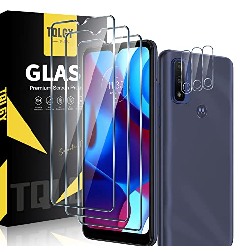 TQLGY 3 Pack Screen Protector for Motorola Moto G Pure with 3 Pack Camera Lens Protector, Tempered Glass, 9H Hardness – HD – Bubble Free – Anti-Scratch – Easy Installation