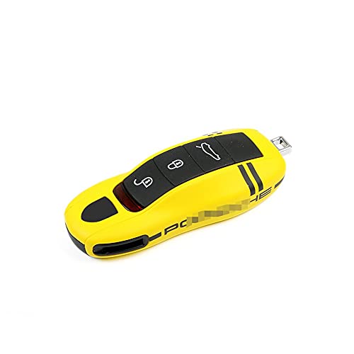 6 Colors Keyless Entry Remote Fob Decoration Case Smart Remote Key Protective Shell for Porsche Panamera Cayenne Macan 911 718 Boxster Taycan Cayman (yellow,Old Version)