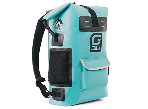 GILI Waterproof Backpack with Roll Top Closure, Easy Access Front Zipper, Side Mesh Pockets & Molle Webbing | Keep Your Gear Completely Dry while Paddle Boarding, Kayaking, Canoeing (28L Teal)