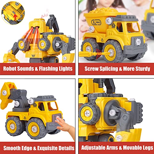 Nyhoy Robot Toys for 4 5 6 7 Year Old Boys, Take Apart Robot Toys Vehicle Set, 5 in 1 Construction Trucks Transform Toy, STEM Building Toys for Kids Ages 4-8 Gifts | The Storepaperoomates Retail Market - Fast Affordable Shopping