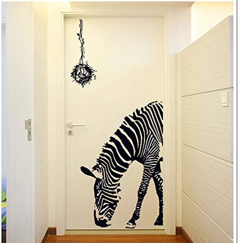 HO BEAR Zebra Wall Decal – Animal Wall Stickers – Black and White Wildlife Wall Decor Sticker Home Art Interior Decoration for Room Nursery 3D Home Decor-Type 1