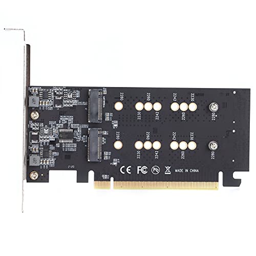 Expansion Card, NVME Two‑Plate Design NVME SSD Adapter PCI Express 3.0 X16 Turn 2 Port M.2 NVME SSD Fast Plug and Play PCB for Computer