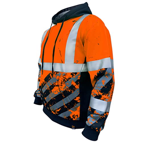 SafetyShirtz SS360 Orange American Grit Hoodie ANSI Class 3 – XL