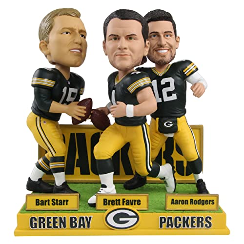 Aaron Rodgers, Brett Favre, Bart Starr Green Bay Packers Quarterback Bobblehead