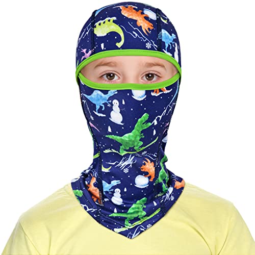 Dinosaurs Kids Balaclava Windproof Ski Face Warmer Neck Warmer for Boys Girls 3-10 Years Cold Weather Snowboarding Cycling Skiing Full Face Mask with Hood Balaclava Outdoor Sports Face Hat