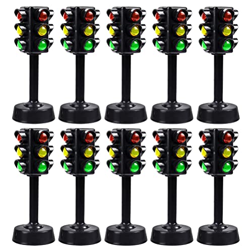 NUOBESTY Traffic Light Toy, Toy Traffic Lights Model Traffic Lamps Kids Early Educational Playset, Pack of 10