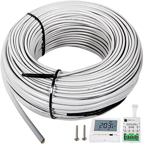 VEVOR Floor Heating Cable,135W 120V Floor Tile Heat Cable,35.3 FT Long,10.7 sqft,with Convenient Temperature Control Panel,No Noise or Radiation…