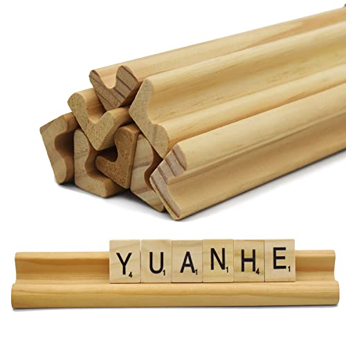 Yuanhe Set of 8 Wooden Scrabble Tile Holders Letter Replacement Racks Word Tray for Crafts and Game Stands