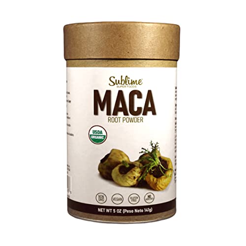 Sublime Maca Organic Superfood Powder for Increasing Energy, Stamina and Physical Strength, Plant Drink, No Added Sugar, 5oz Each
