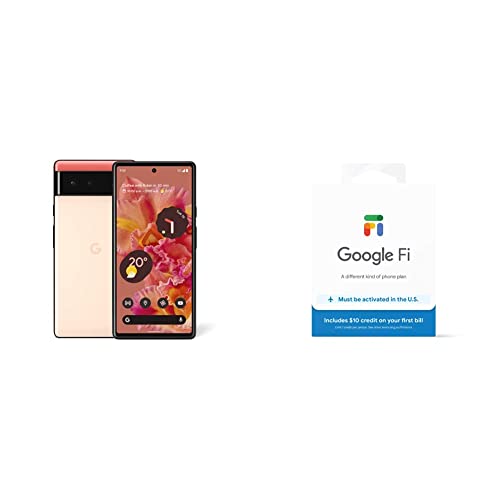 Google Pixel 6-5G Android Phone – 128GB – Kinda Coral with Fi SIM Card Kit