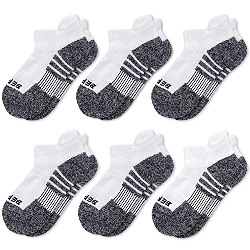 BERING Kids’ Athletic Cushioned Ankle Socks 6 Pairs Low Cut Tab for Youth Boys Girls