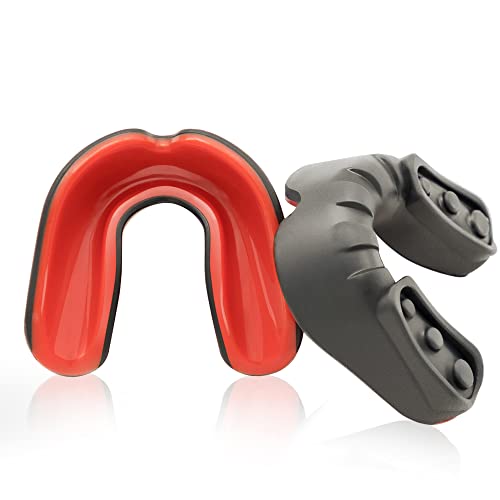 Mouthguard with Case for Adult, Mouth Guard Sports for Football, Lacrosse, Boxing, MMA, Jiu Jitsu, BJJ Mouthguard| Black&Red, Mouth Piece One Size, Boxing Mouth Guard Gifts for Men, Braces Mouth Guard