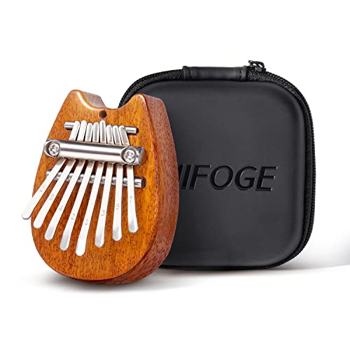 MIFOGE Mini Kalimba Thumb Piano 8Keys Wooden,Exquisite Finger Piano with Lanyard Waterproof Protective Box,Musical Instrument,Gift for Toddler Kid Child Valentines Adult Beginners