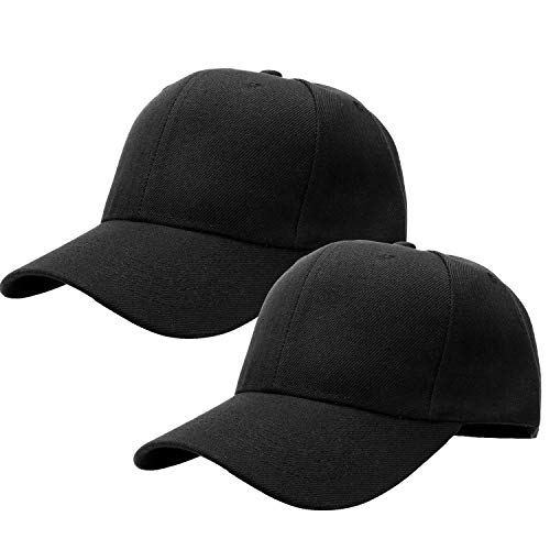 Falari Baseball Cap Adjustable Size for Running Workouts and Outdoor Activities All Seasons (2pk Black & Black)