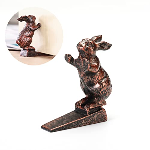 WEMPOLU Cast Iron Door Stop Wedge Cute Rabbit Door Stopper for Bottom of Door( Antique Copper, 2.49LBs)…