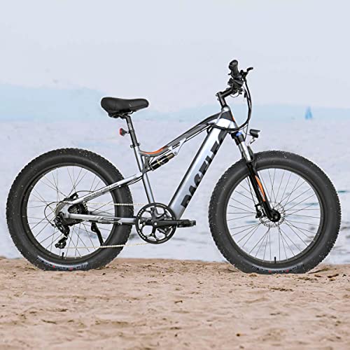 PASELEC Electric Mountain Bike for Adults Electric Bike 4.0 Fat Tire E-Bikes with 14.5Ah 48V 750W Motor, 7-Speed Gears Full-Suspension E-MTB