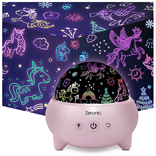 Unicorns Gifts for Girls, Star Projector Unicorn Toys for Girls 2 in 1 Rotating Night Light Projector for Bedroom, Christmas Xmas Birthday Gifts for 2 3 4 5 6 7 8 9 Year Old Girls Kids Toddler