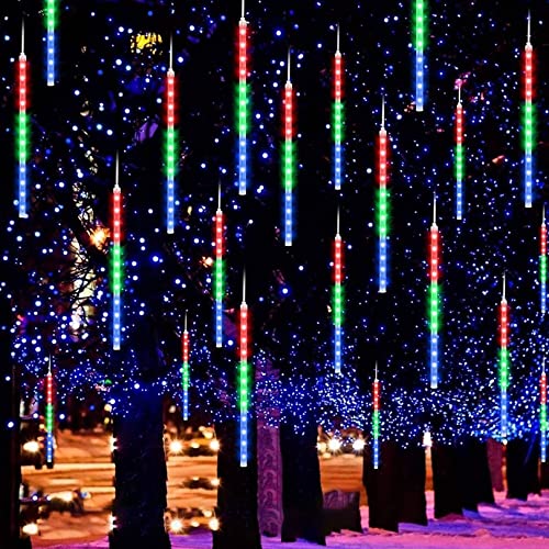 GUOYUYU Meteor Shower Rain Light 50cm 10 Tubes 480 LED Waterproof Icicle Cascading Icicle String Light Snow Falling for Home Decor Wedding Garden, Multicolor