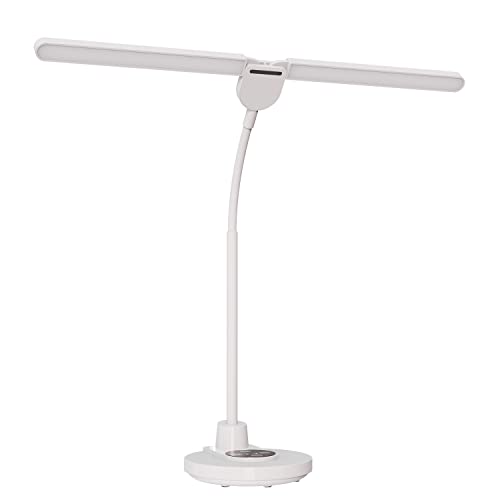 Rerikkusu LED Desk lamp, Bendable 360° gooseneck lamp, Two Lamps can be Unfolded, 12W high-Brightness Eye Protection Reading, with Memory Function, Touch, Timer, high-Foot Desk lamp for Home Office