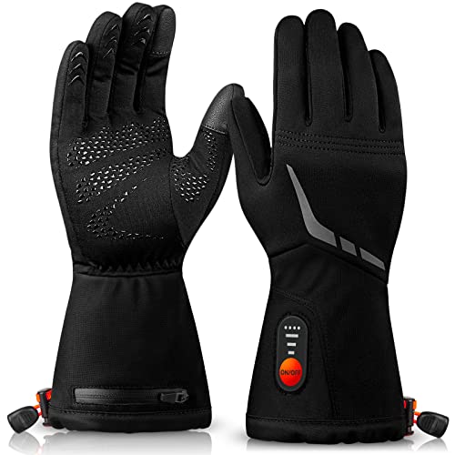 MATKAO Heated Gloves Liners for Men Women, Winter Warm Gloves Liners for Arthritis Raynaud, Rechargeable Battery Waterproof Heated Work Gloves for Women(02Black,S)