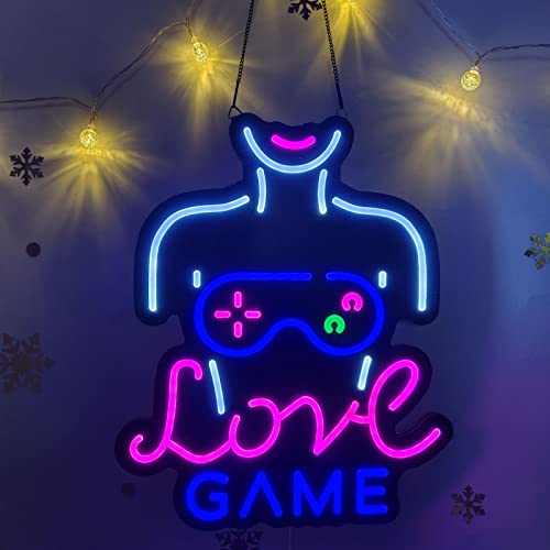 Love Game Ultra-Thin LED Neon Art Wall Lamp for Gaming Room Beer Bar Club Bedroom Window Glass Hotel Bar Birthday Party Gift