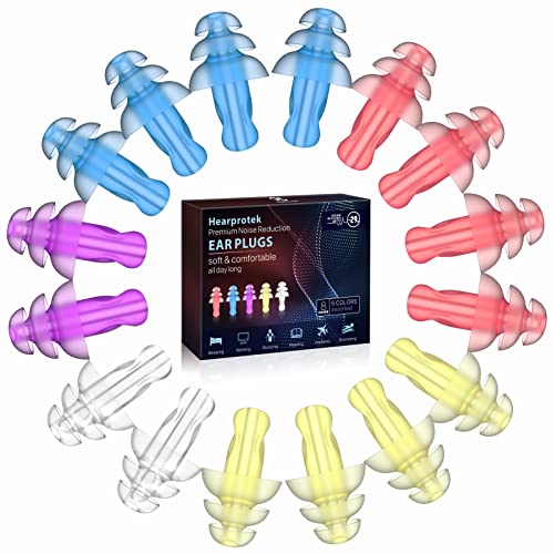 Noise Reduction Ear Plugs for Sleeping, 8 Pairs Hearprotek Reusable Silicone sleepbuds earplugs for Sleep,Hearing Protection,Noise Blocking,snoring,Travel,Work,Concerts,Flying,Swimming and Motorcycle