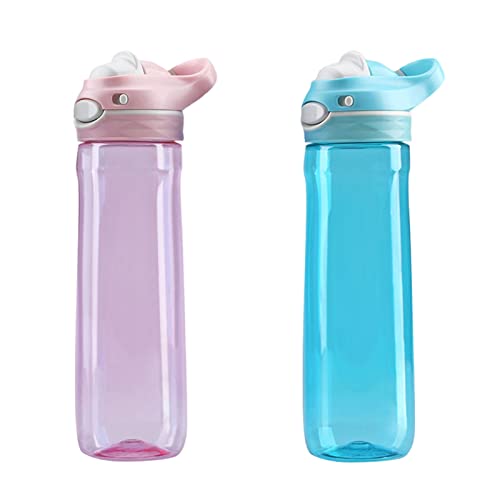 DEARART 2-Pack 26oz Pink Water Bottle and Sky Blue Water Bottle Without Straw, AUTOSEAL Wide Mouth Easy Clean BPA FREE Leakproof, Easy Carried Sports Yoga Gym Travel School Office Home etc.