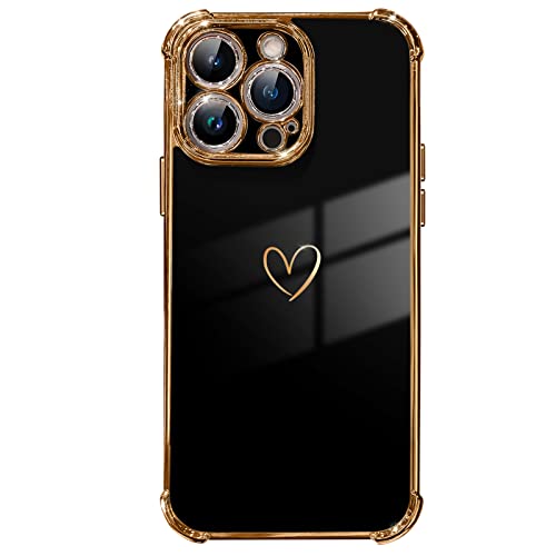 Daviko Compatible with iPhone 13 Pro Max Case for Women, Luxury Soft TPU Shockproof Protective Phone Case, Full Camera Protection Raised Reinforced Corners, 6.7 inch, Black