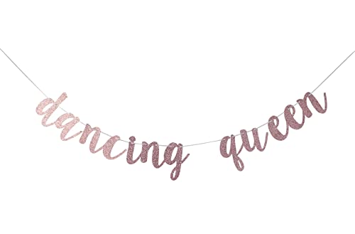 Swdthnh Dancing Queen Banner – Yas Kween Bunting Sign – Lady Club Decor – Women Empowerment – Birthday Bachelorette Bridal Shower Engagement Party Decors, Rose Gold Glitter