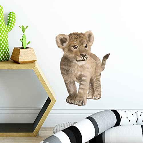 ROFARSO Lifelike Cute Lovely Baby Lion Animal Wall Stickers Removable Wall Decals Peel and Stick Wall Art Decorations Home Decor for Kid Nursery Baby Bedroom Living Room Playing Room Murals