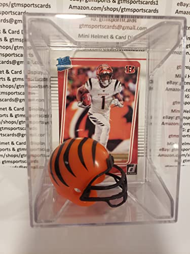 Ja’Marr Chase Cincinnati Bengals Mini Helmet Football Rookie Card Display Case Collectible Auto Shadowbox Autograph LSU RC Jamarr