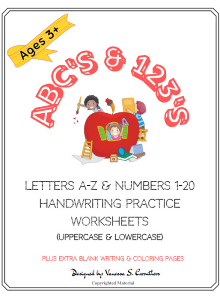 Simple and Fun Handwriting Practice Worksheets for Kids: Letters A-Z & Numbers 1-20 (Instant Digital Download PDF)