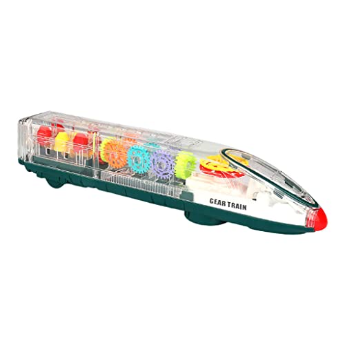 Fancyes Large Electric Train Toy Early Learning Party Favors Battery Operated Transparent Gear Motor Vehicles for Birthday Gifts Present Age