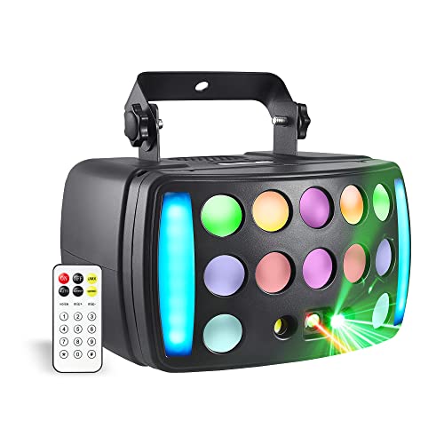 DJ Lights, Eyeshot Stage Disco Light 4 in 1 with RGBW Derby Beam, Red Green Pattern Light, Led Strobe and Dynamic Marquee, Remote & DMX Control Great for Disco Club Party DJ Stage Lighting