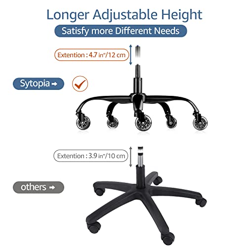Sytopia Office Chair Base Replacement Bundles, Heavy Duty 352LBs, Reinforced to Repair Swivel Gaming Chair Bottom Part with 5 Universal Premium Casters and 1 Gas Lift Cylinder(Matte Black) | The Storepaperoomates Retail Market - Fast Affordable Shopping
