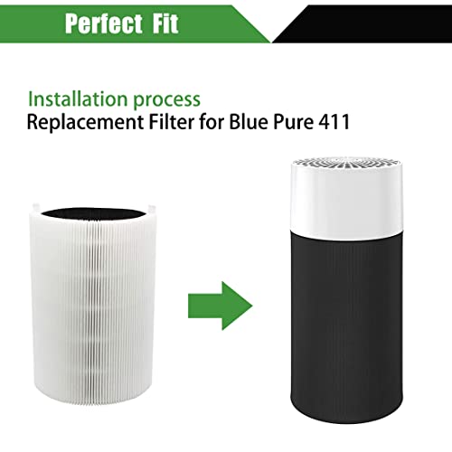 I-CLEAN Blue Pure 411 Replacement Filter,Compatible with Blueair Filter Blue Pure 411,411+,411 Auto,Mini,Particle and Activated Carbon, 2-Pack | The Storepaperoomates Retail Market - Fast Affordable Shopping