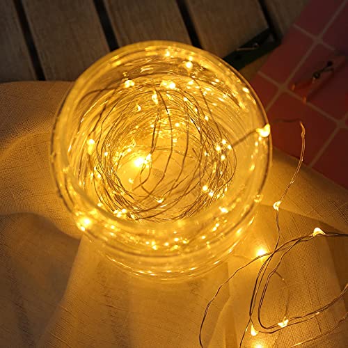 DAMITIS Fairy Lights Battery Operated, 39 FT 240 LED Waterproof String Lights, 8 Color Changing Modes Wreath Lights, Christmas Decorations for Indoor Outdoor Bedroom Yard Decor (Warm White)