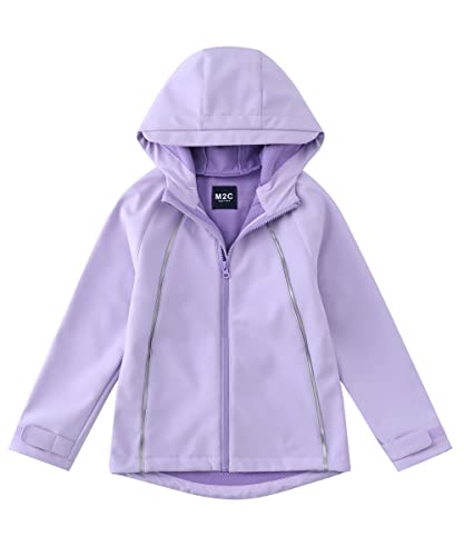 M2C Girls Hooded Fleece Lined Windproof Softshell Jacket Lavender 4T