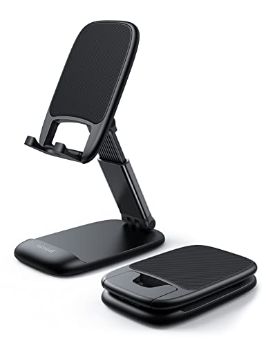 Lamicall Foldable Phone Stand for Desk – Height Adjustable Cell Phone Holder Portable Cellphone Cradle Desktop Dock Compatible with iPhone 13 Pro Max Mini, 12 11 XR X 8 7 6 Plus SE, 4-8” Smartphone