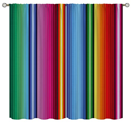 Amextrian Mexican Element Blackout Curtains for Home Decor,Beauiful Mexican Serape Rod Pocket Thermal Insulated Drapes Darkening Window Curtain for Girls Boy Bedroom Living Room 55 x 63 Inch