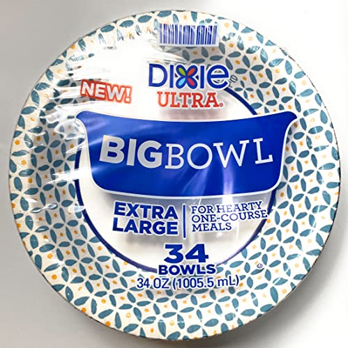 Geogia Pacific Dixie Ultra Big Bowl, 34 oz Printed Disposable Paper Bowl, 34 Count