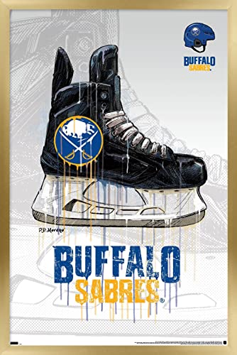 Trends International NHL Buffalo Sabres – Drip Skate 21 Wall Poster, 22.375″ x 34″, Gold Framed Version