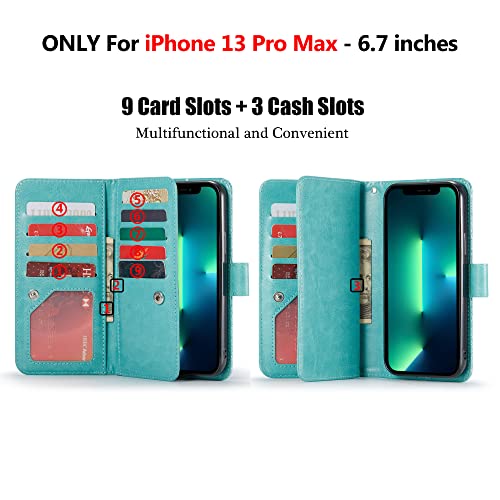 Varikke for iPhone 13 Pro Max Case Wallet, iPhone 13 Pro Max Case for Women with 9 Card Holder & Magnetic Detachable Cover & Kickstand Strap Glitter PU Leather Flip Wallet Case iPhone 13 Pro Max, Mint | The Storepaperoomates Retail Market - Fast Affordable Shopping